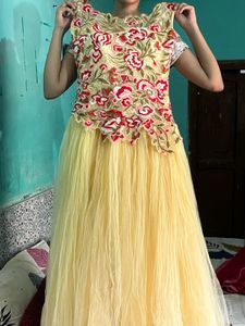 Beautiful Yellow Embroidered Gown