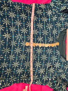 Beautiful Teal Embroidered Kurta and Sharara set
