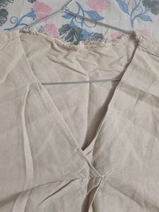 Beige V-Neck Kaftan Kurta