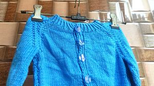 Cute Blue Knitted Baby Cardigan
