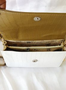 Olive green pearl handle handbag/slingbag