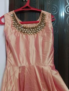 Peach Embellished Ethnic L size Gown