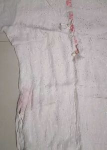 Elegant White Kurti with Subtle Pink Accents
