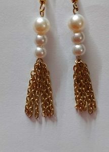 Pearl &amp; Gold Tone Earring Set 3