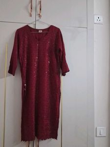 Maroon Sequined Kurta