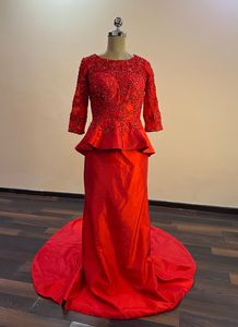 Red Embellished Trail Gown