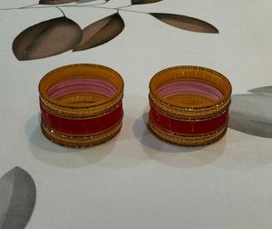 Beautiful Red &amp; Golden Bridal Bangles Set