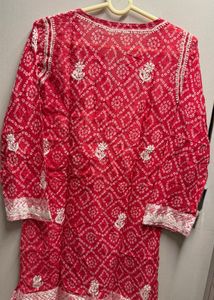 Lucknowi Chikankari Red Kurta