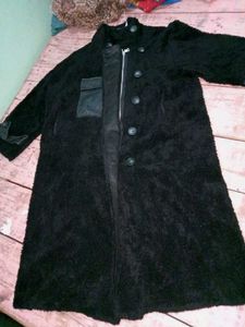 Cozy Black Longline Fleece Coat