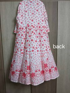White Kurta with Pink Floral Print and legging