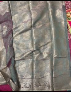 Elegant Blue Saree with Intricate Weaving