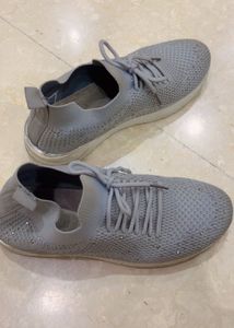 Sparkly Grey Knit Sneakers Size 5