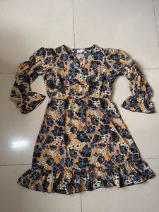 V-Neck Floral Print Midi Dress