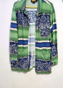 Boho Print Oversized Shirt Jacket
