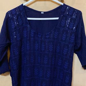 Chikankari Navy Blue Kurta