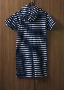 Stripped Hooded Dress With Insert Pockets