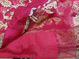Diamond &amp; Embroidery Work Saree