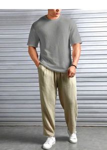 Men's Grey Waffle Knit T-Shirt