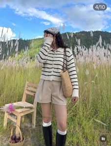 Striped Button-Up Knit Cardigan