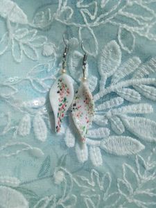 Leaf-Shaped Glass Earrings