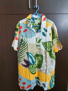 DeFacto Men's Tropical Print Short Sleeve Shirt