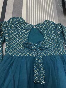 Teal Sequin Gown party wear for kids