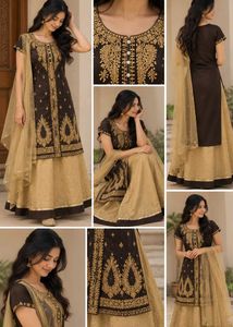 Elegant Brown & Gold Embroidered Kurta Set