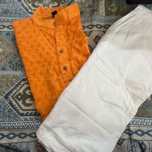 Men's Orange Kurta Set