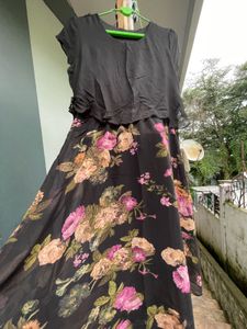 Elegant Black Floral Kurta dress