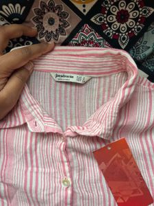 Chic Pink Striped Peplum Top