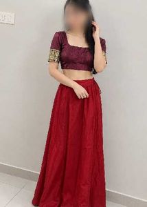 Maroon blouce and peticoat Set
