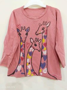 Kuchipoo Giraffe Family Full Sleeves Top For 1-2