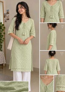 Chic Pastel Green Embroidered Kurta