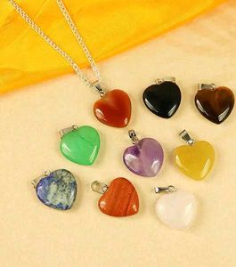 Natural Gemstone Heart Pendants