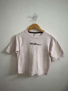 Pink Wildflower embroidery T-Shirt