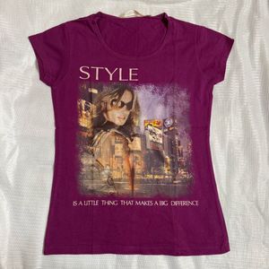Purple and Grey Girly Graphic Tops