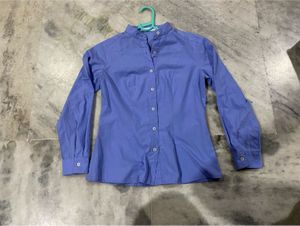 Classic Blue Fitted Button-Up Shirt