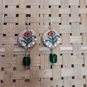 Unique Floral Print Drop Earrings