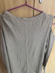 Striped Cold Shoulder Long Sleeve Top