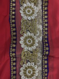 Beautiful Embroidered Red Saree