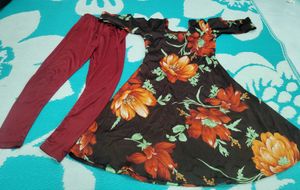 Floral Print Kurta with Leggings Set