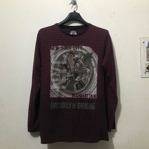 Y2K Striped Long Sleeve NYC Graphic Tee