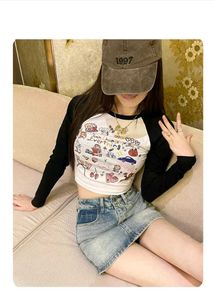Cute Graphic Long Sleeve Crop Top