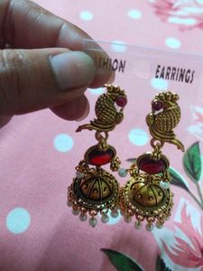Beautiful Jhumka Earrings with Pearls