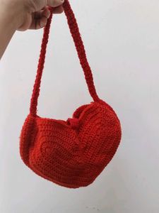 Red Heart Crochet Shoulder Bag