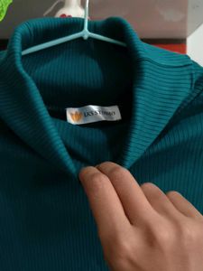 Teal Turtleneck Long Sleeve Top