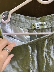 Linen Drawstring Cropped Pants