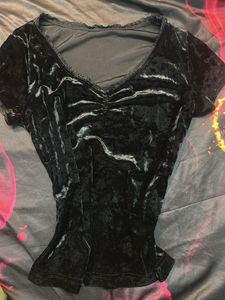 Black Velvet Short Sleeve Top