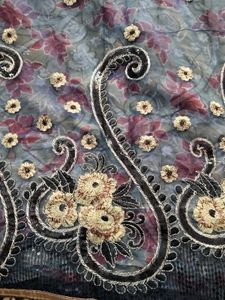 supernet party wear Saree with Embellished Blouse