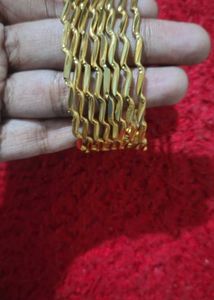 Set of 6 Zigzag Gold Bangles